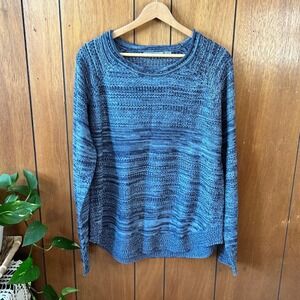 Vintage Jason Maxwell Blue Marled Knit Crew Neck Long Sleeve Sweater Size L